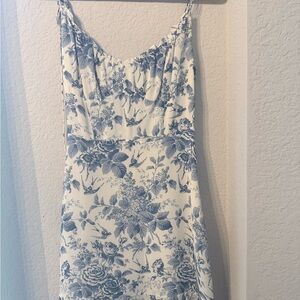 Reformation Esther Dress – Blue Toile Floral Mini Sz 2